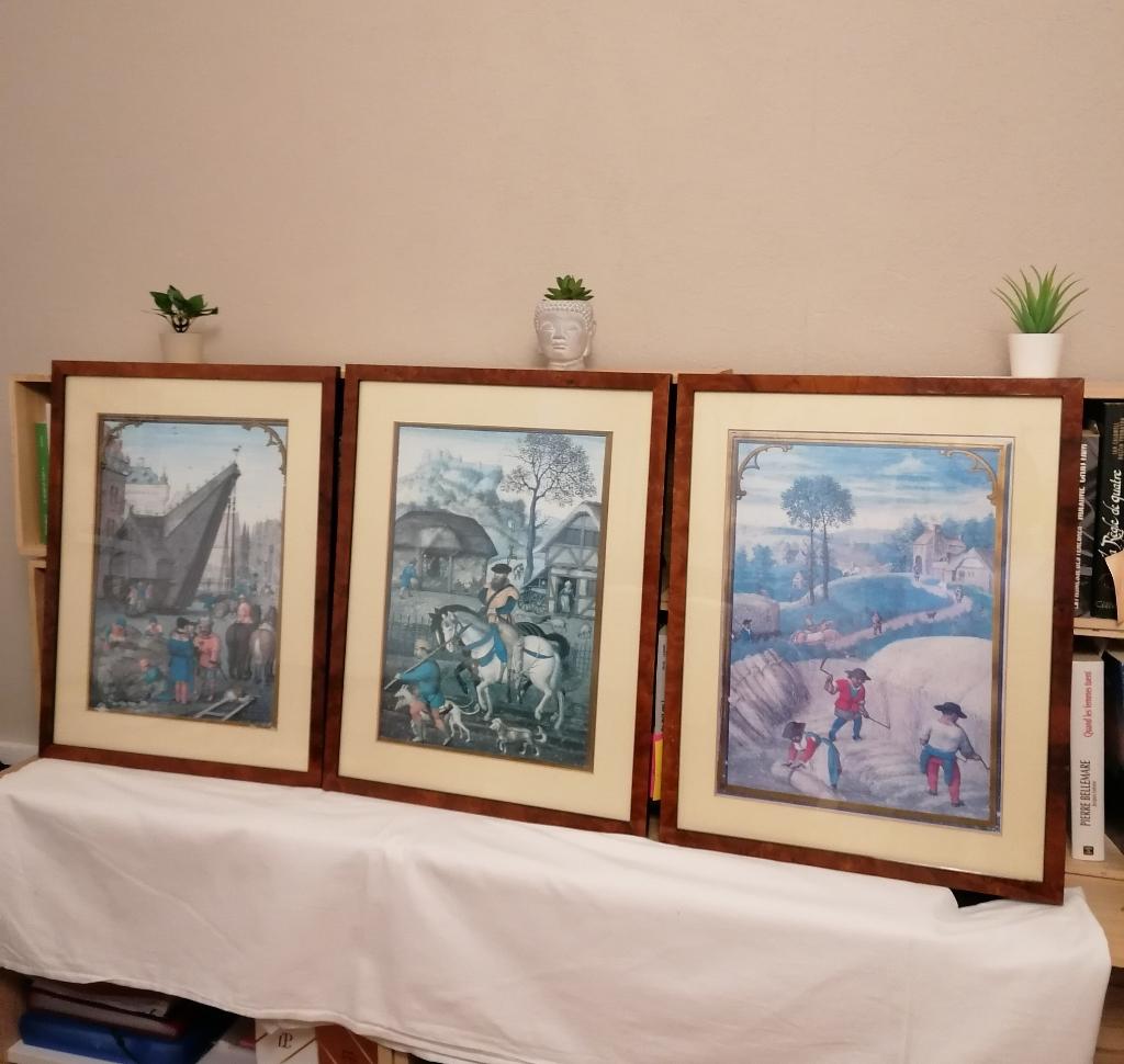 Set van 3 prachtige lijsten, reproducties van Simon Bening, Ophalen, Zo goed als nieuw