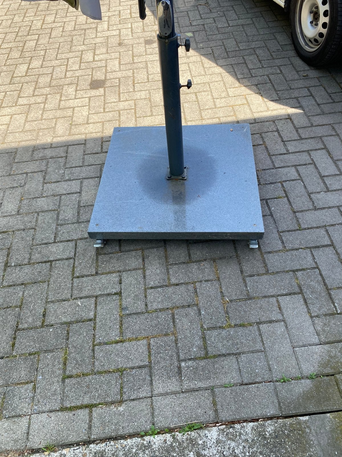 Parasol voet in graniet 80x80 65kg, Ophalen of Verzenden, Gebruikt, Zweefparasol