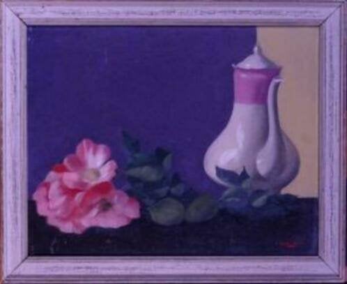 huile sur panneau nature morte signe jacques dormont, Antiquités & Art, Enlèvement ou Envoi
