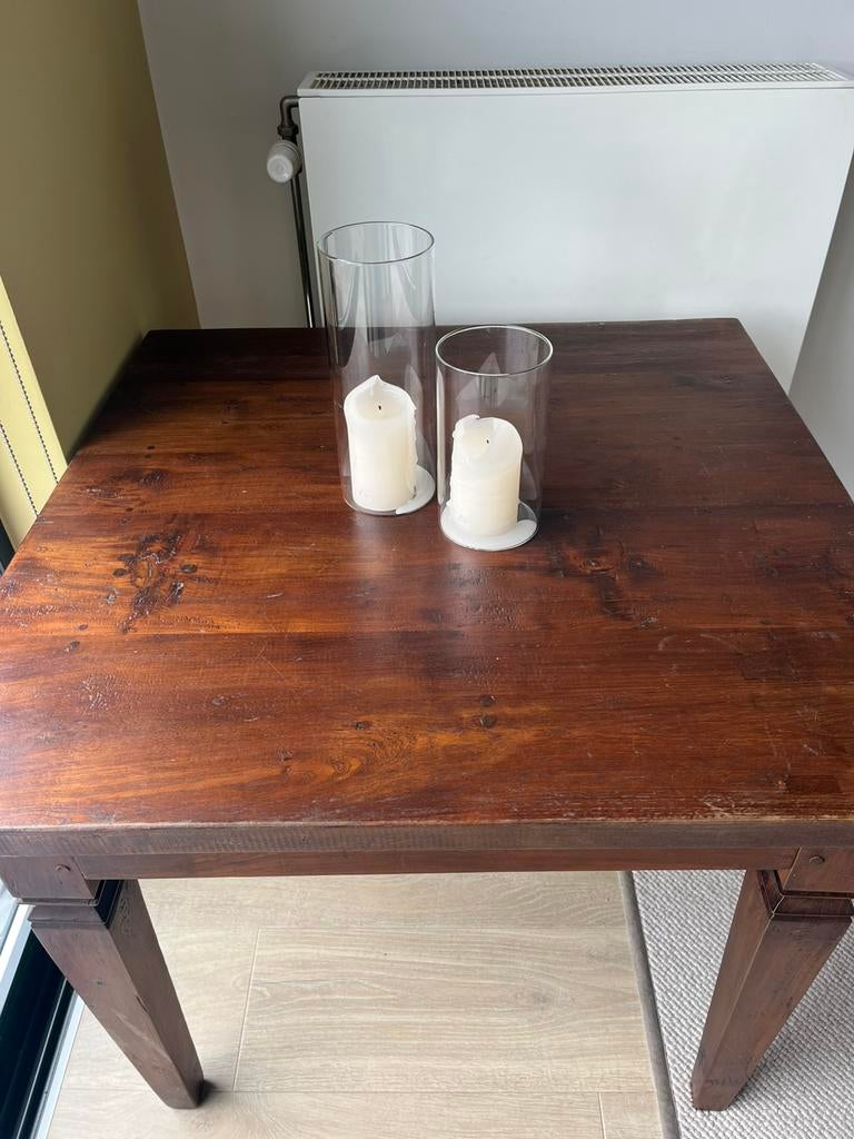 Massief houten tafel, vierkant, Ophalen, Vierkant, Rustiek