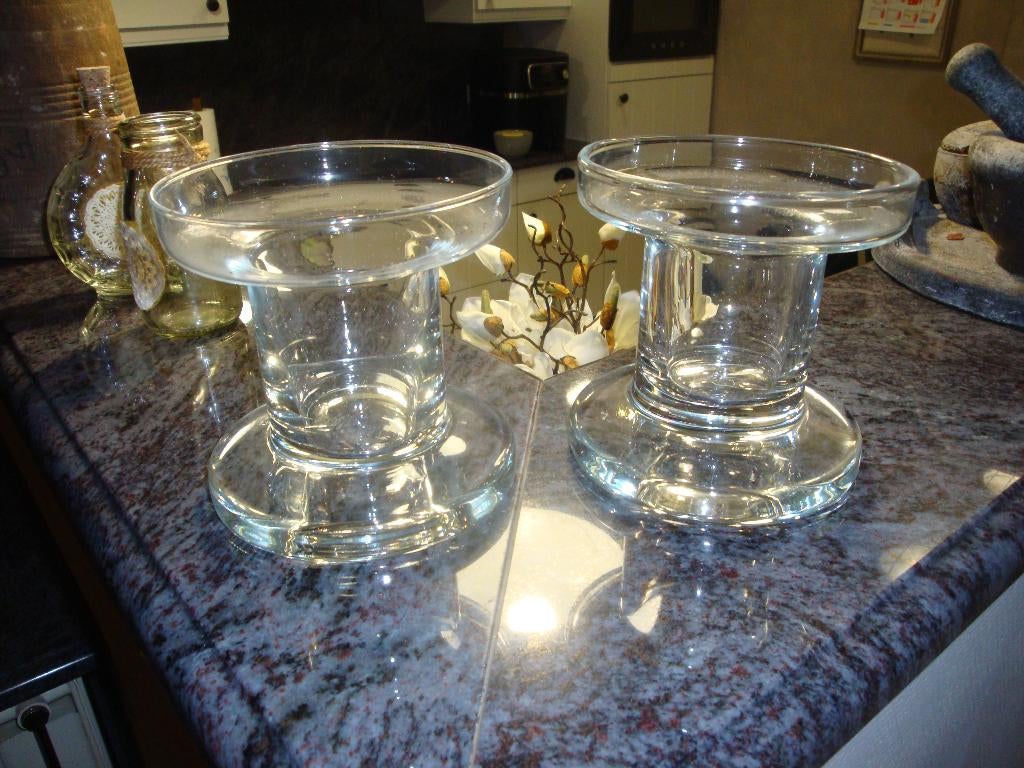 2 glazen kandelaars, Ophalen, Glas