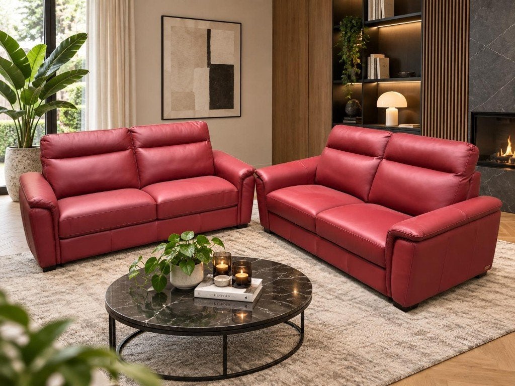 SALON rood  nieuw nooit gebruikt, Huis en Inrichting, Ophalen, Nieuw, Leer, Nieuwe