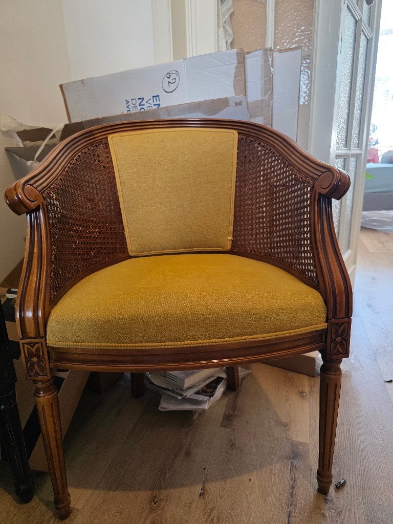 6 chaises bergères cannés Louis XVI, bois & moutarde, Enlèvement