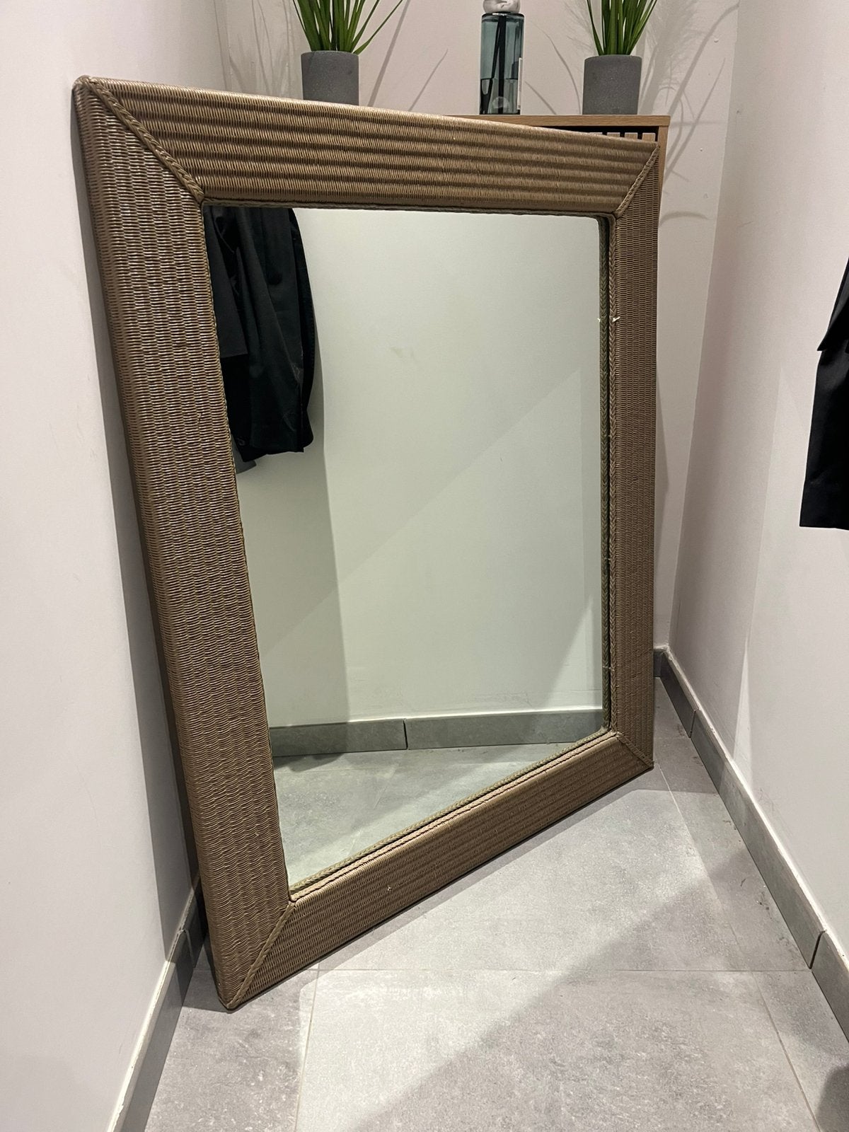 Prachtige grote rotan spiegel – 110 x 90 cm, Huis en Inrichting, Woonaccessoires | Spiegels, Zo goed als nieuw, 75 tot 100 cm
