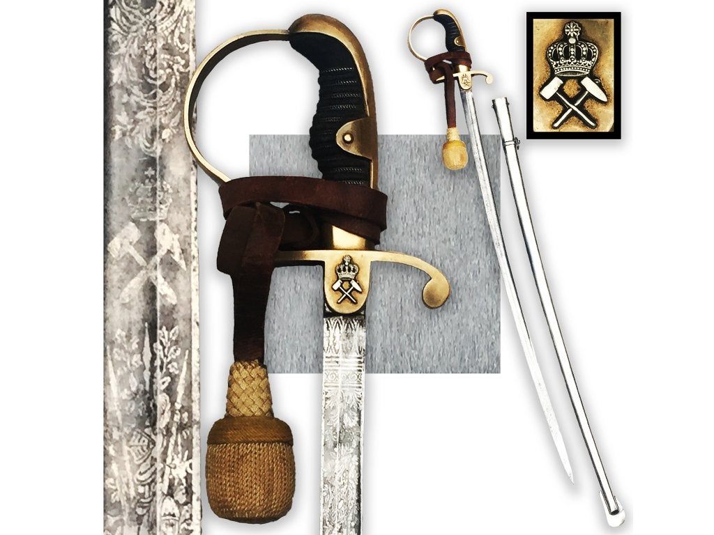 🚨Rare SABRE DES MINES Prussien LUXE gravée ORIGINAL, Envoi, Armée de terre, Épée ou sabre