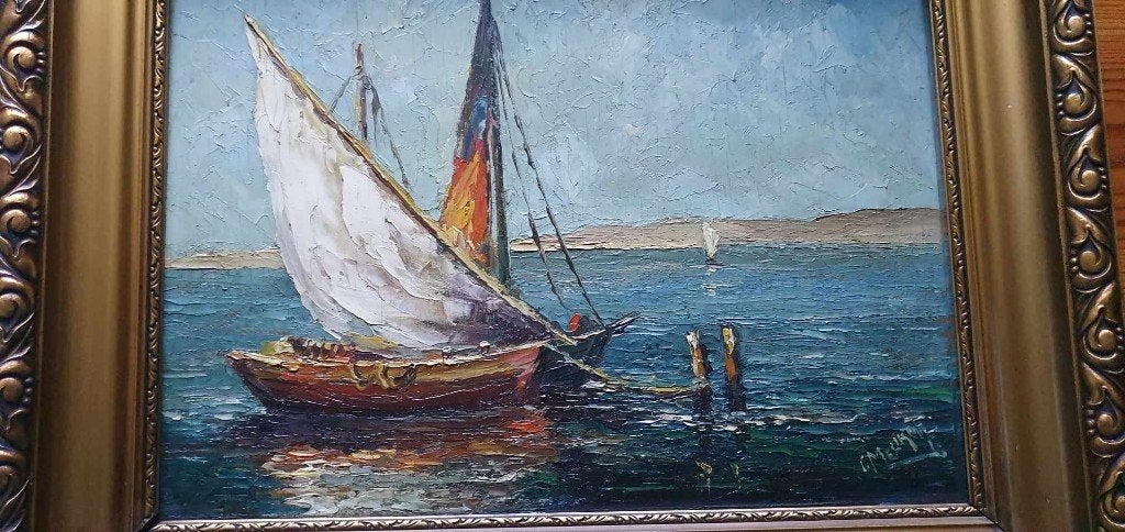 HUILE SUR PANNEAU CHARLES MELIKOFF Années '50, Peinture à l'huile, Panneau, Signé, Enlèvement