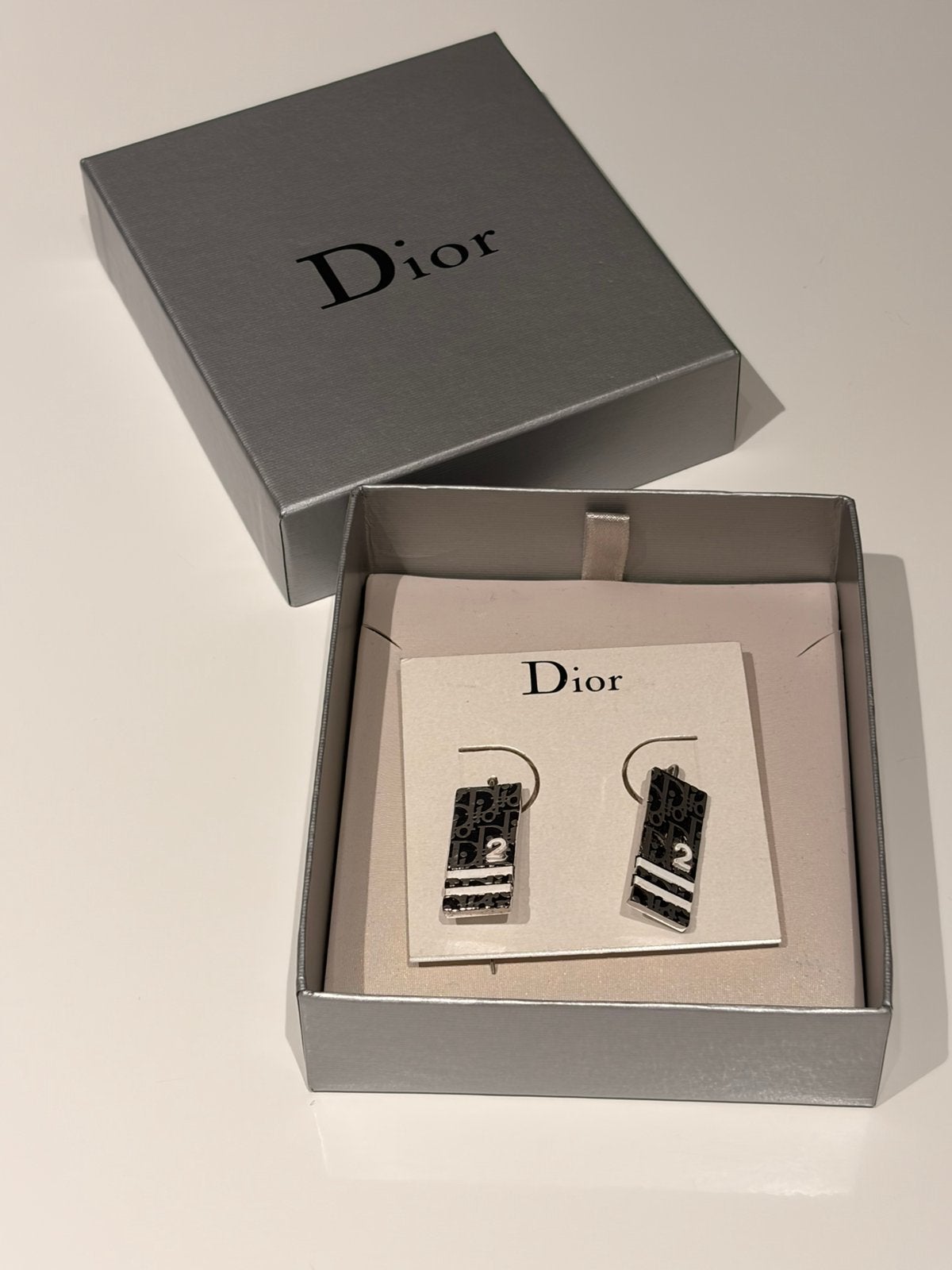 Dior j’adore dior oorbellen, Utilisé, Autres matériaux, Bleu, Pendantes