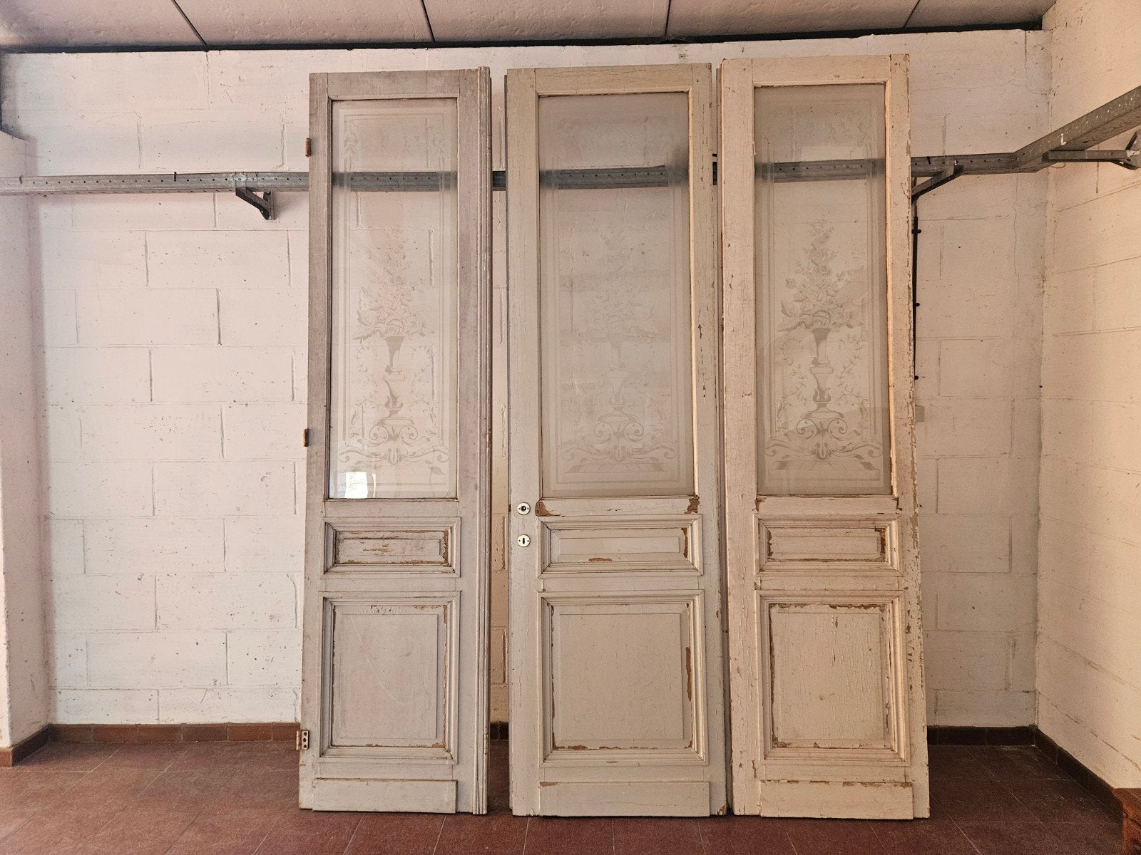 Antieke 3slag deur, Doe-het-zelf en Bouw, Deuren en Vliegenramen, Ophalen, Glas