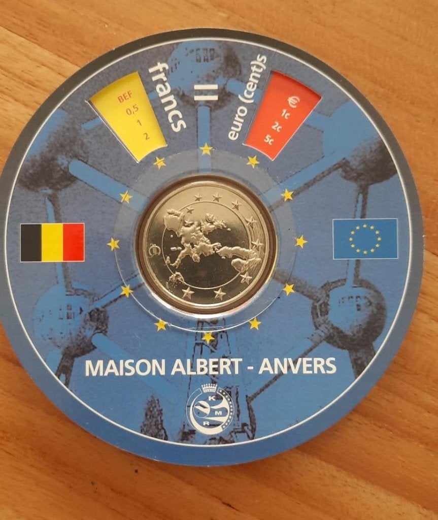 Lot de 2 jetons commémoratifs Franc Belge Euro 2002, Timbres & Monnaies, Enlèvement ou Envoi, Autres matériaux