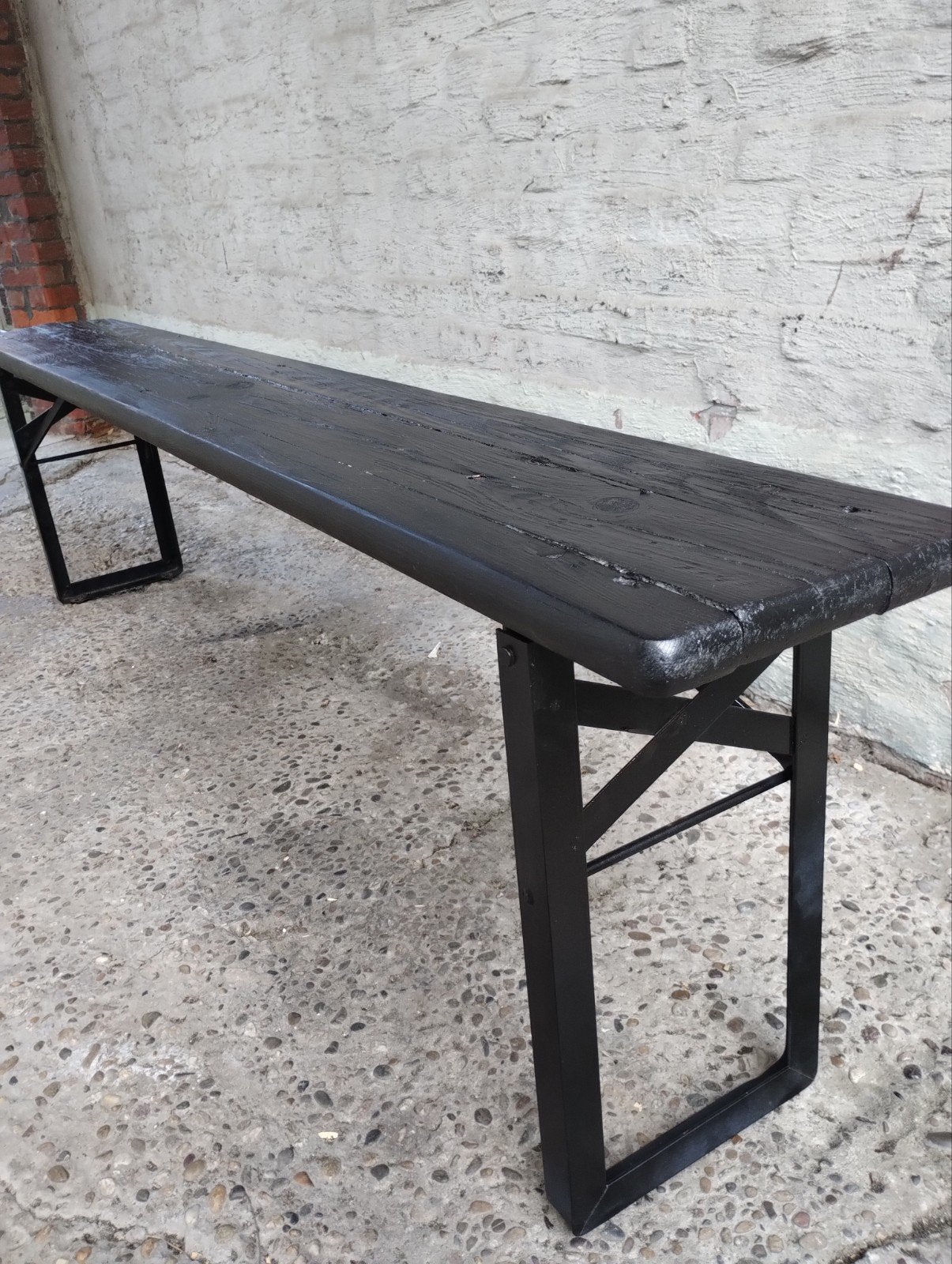 Banc de jardin pliable noir... longueur 1m80... bon état, Enlèvement
