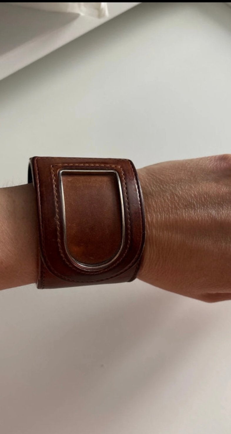 Bracelet Delvaux cuir, Enlèvement ou Envoi, Utilisé, Brun, Cuir