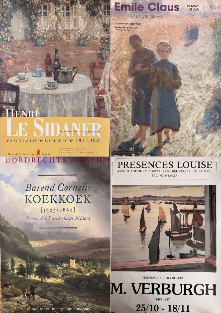 35 posters boten, landschappen: McIntyre, Koekkoek, Quéré, Antiek en Kunst, Origineel, Ophalen, Landschappen, Offsetdruk