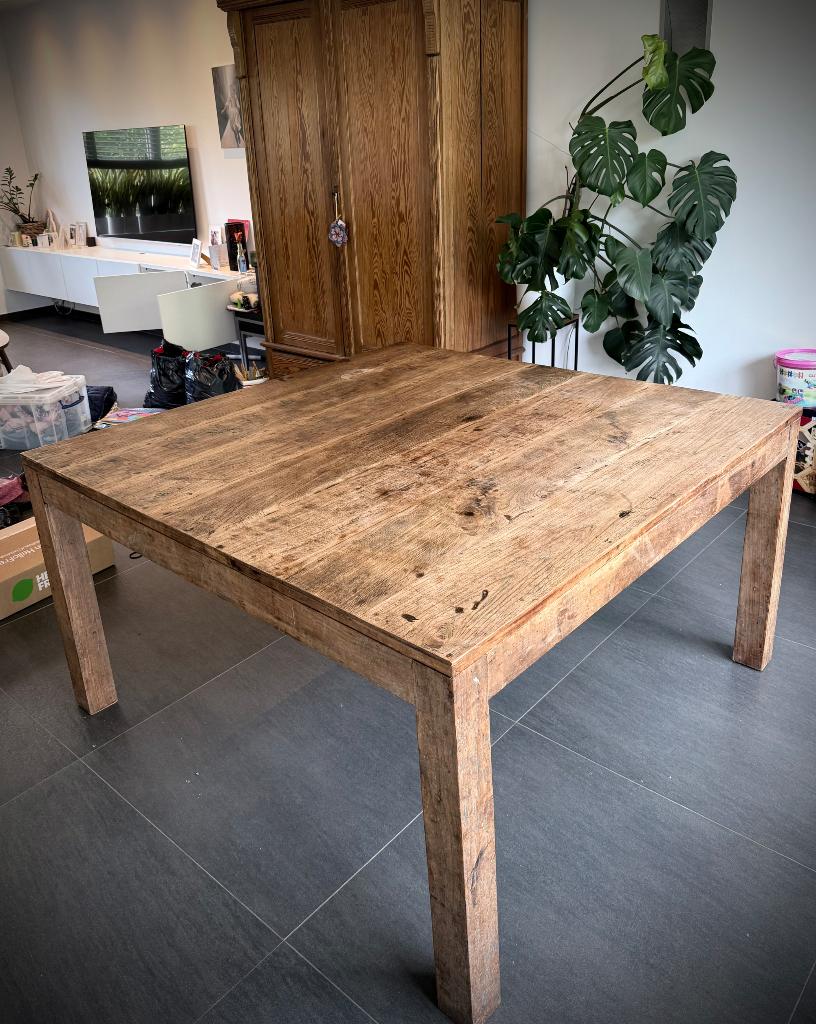 Massieve houten tafel, Ophalen, Gebruikt, 50 tot 75 cm, 100 tot 150 cm