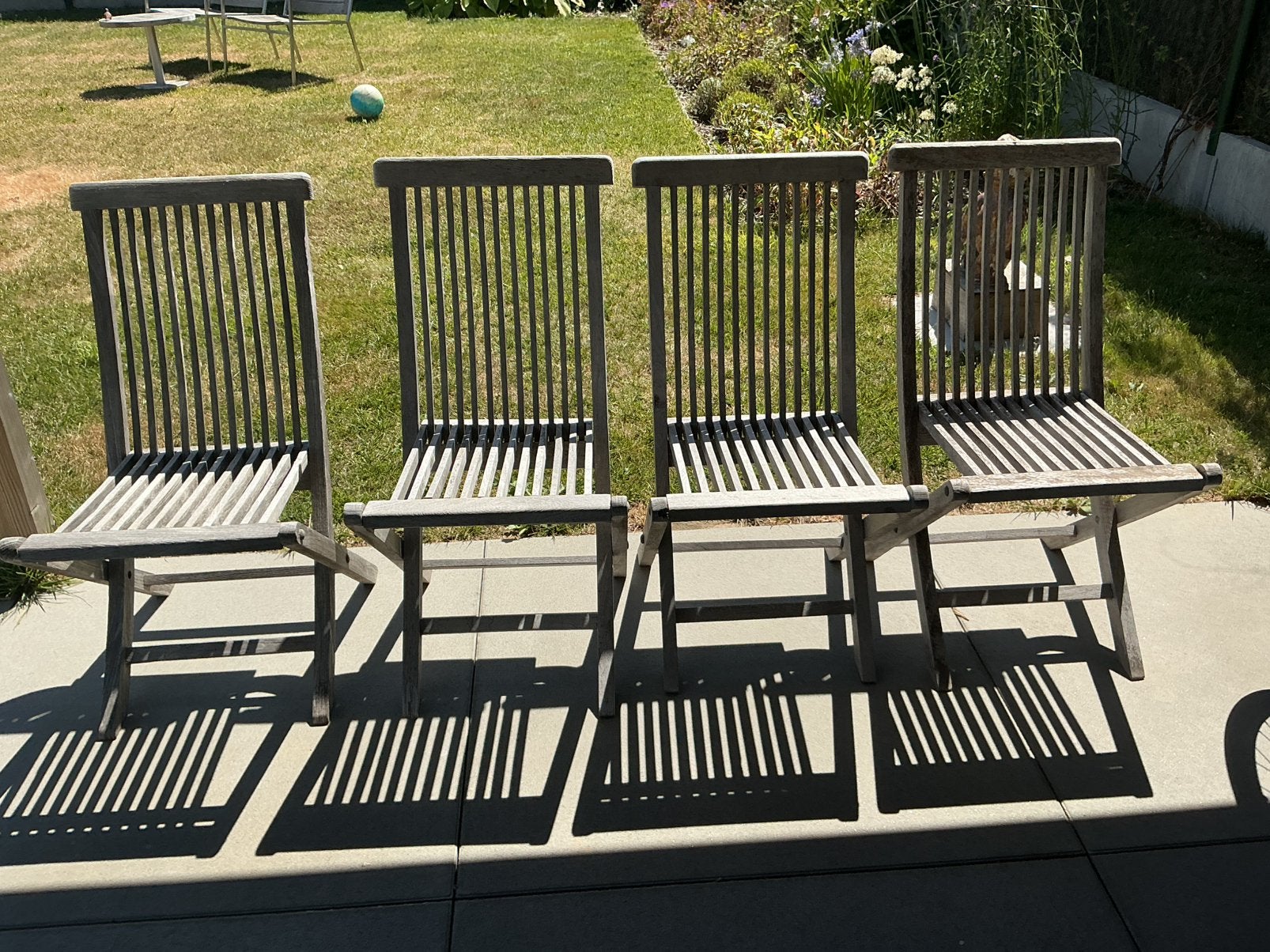 4 houten tuinstoelen te koop, Tuin en Terras, Ophalen, Gebruikt, Teakhout