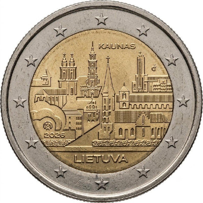 Litouwen 2026 - 2 euromunt - Kaunas - UNC, Ophalen of Verzenden, Overige landen, Losse munt