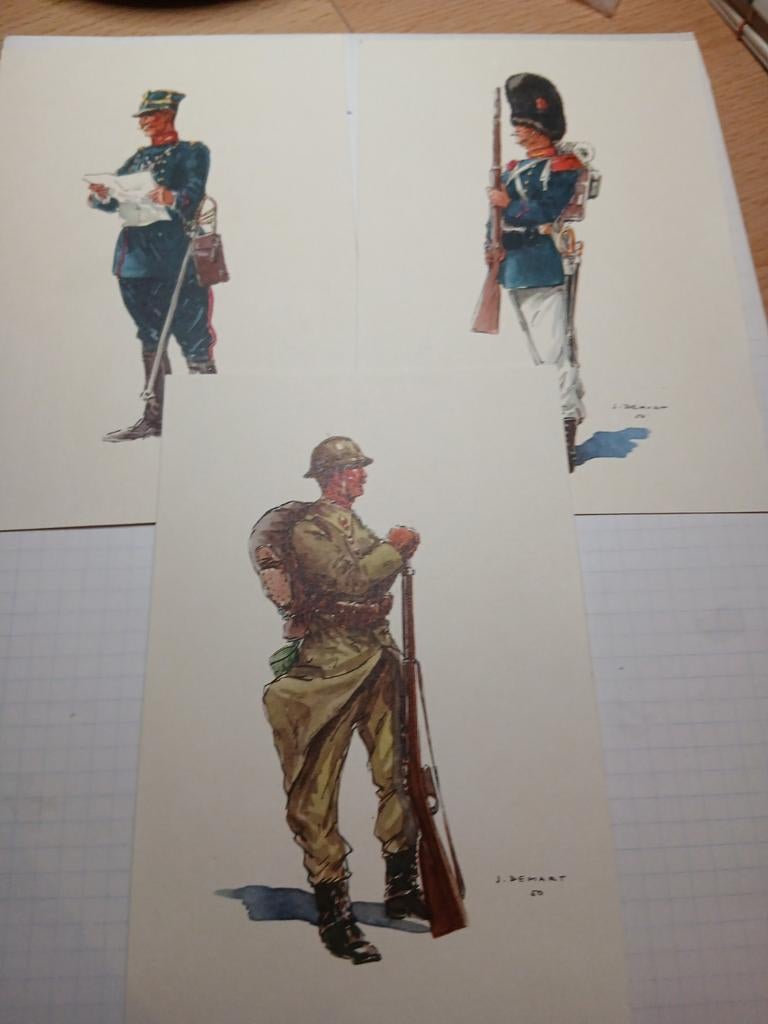 Costumes militaires belges.  Grenadiers. Lot 6., Verzamelen, Ophalen of Verzenden