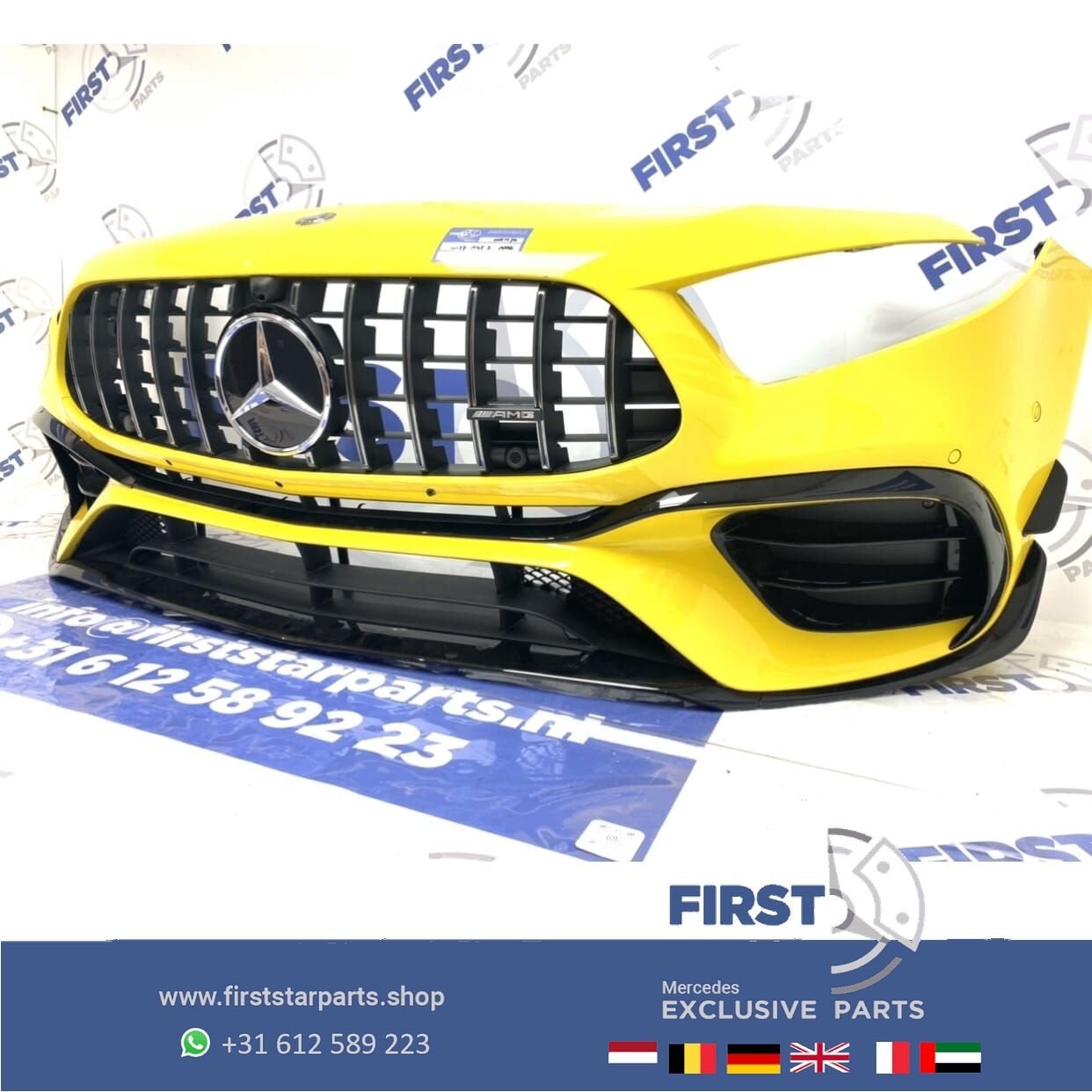 W177 V177 A KLASSE 45 A45 A45S AMG AERO VOORBUMPER GEEL COMP, Auto-onderdelen, Gebruikt, -, Voor, Ophalen of Verzenden