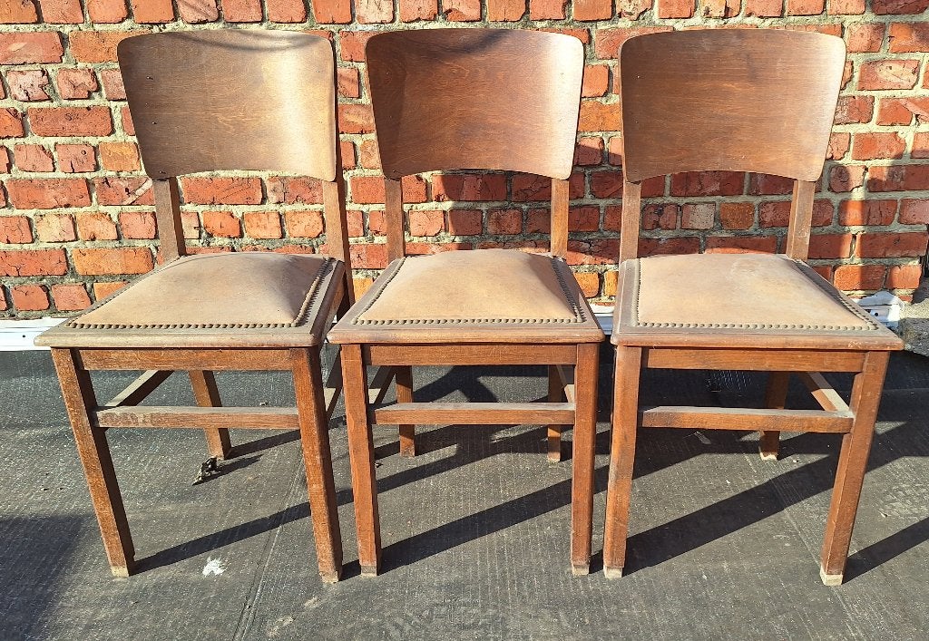 3 chaises vintage, Maison & Meubles, Trois, Brun, Enlèvement, Utilisé