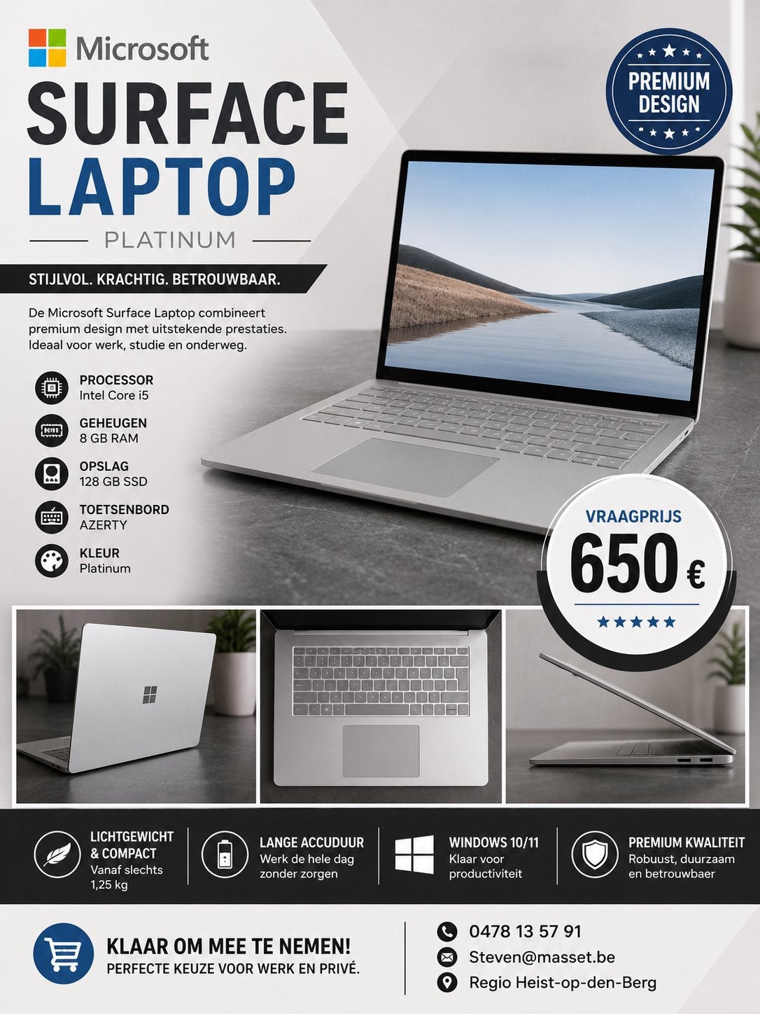 Microsoft Surface Laptop - i5 - 8 GB - 128 GB, Computers en Software, Windows Tablets, Ophalen, Zo goed als nieuw