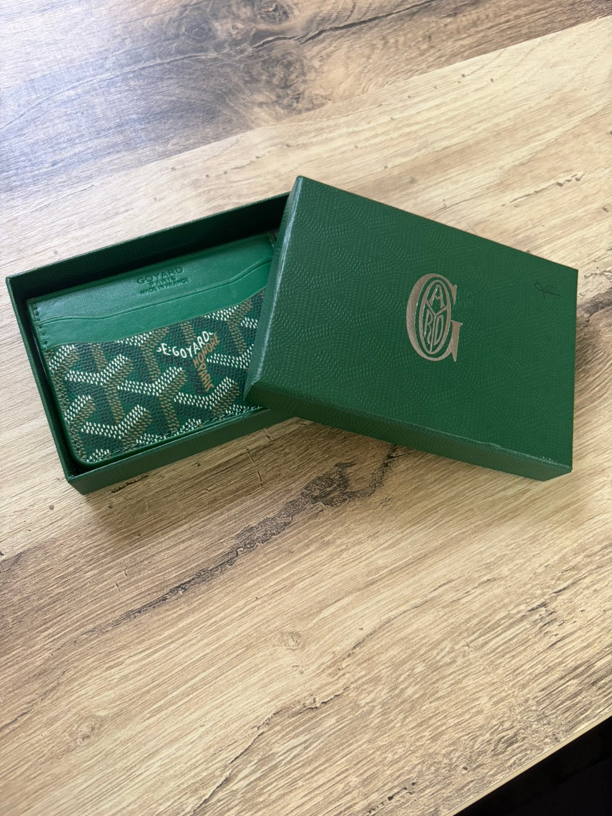 Goyard Paris Kaarthouder Groen + Doos, Verzenden, Zo goed als nieuw, Groen