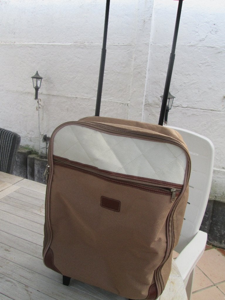 trolleyof handbagage wagentje opwieltjes kleur bruin, Antiek en Kunst, Ophalen