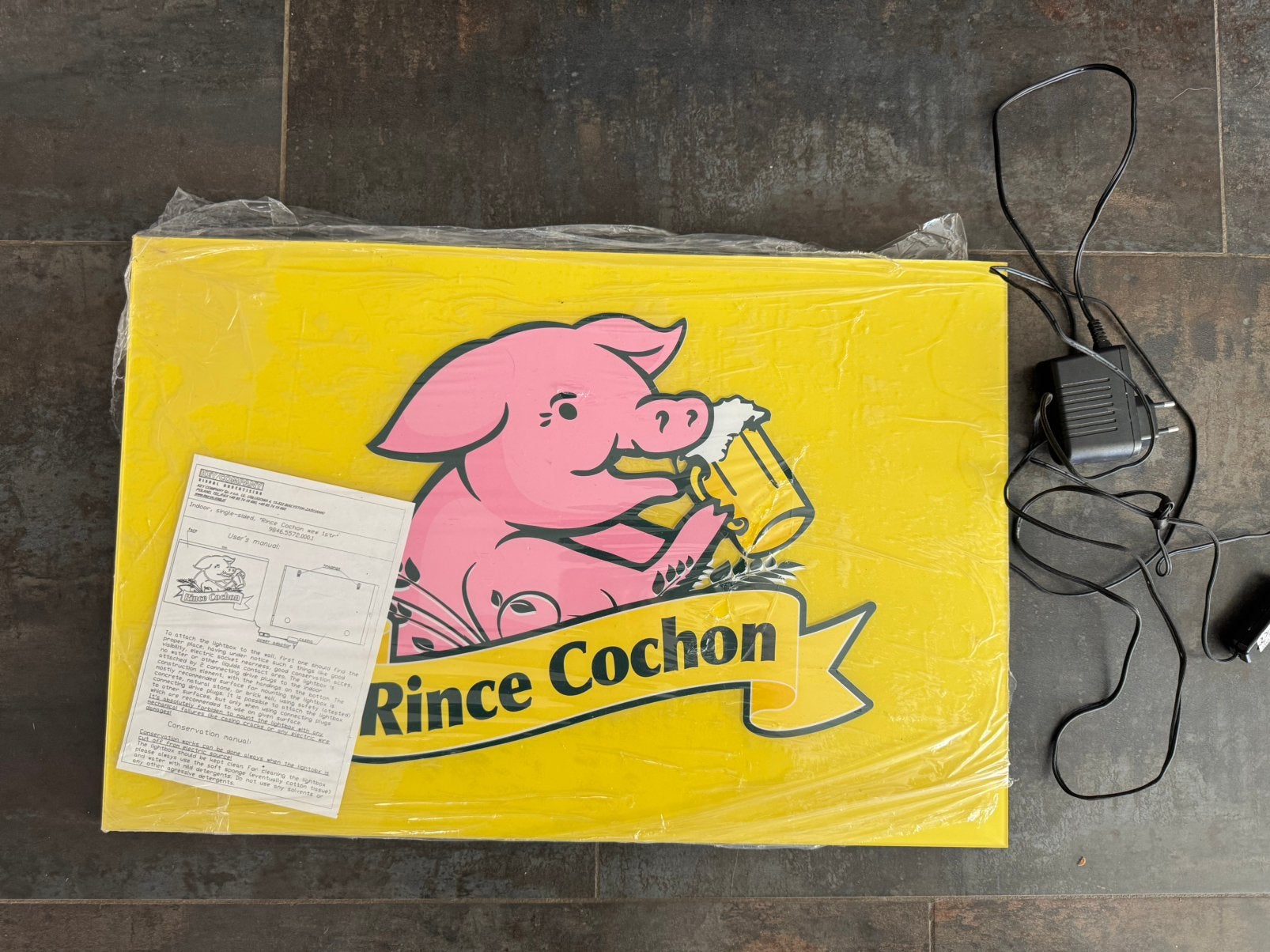 L'enseigne lumineuse Rince Cochon ! Bière collection, plaque, Antiquités & Art, Enlèvement ou Envoi