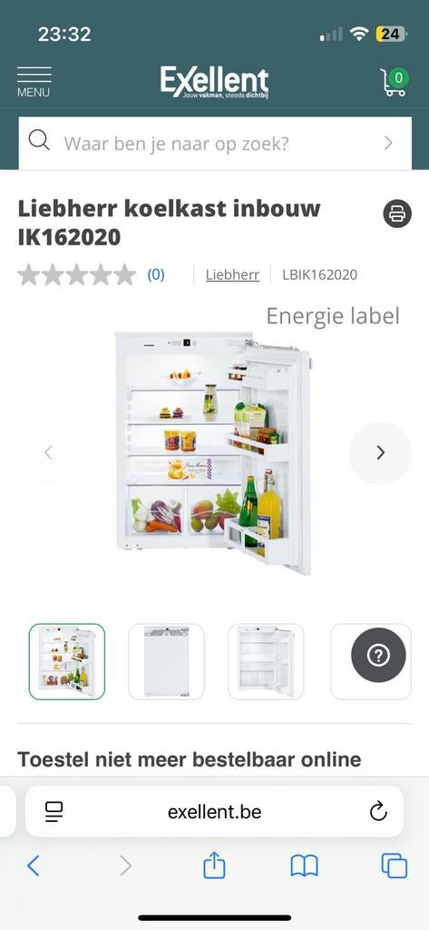 Liebherr Inbouwset:Koelkast (IK 1620) & Diepvries (IGN 1664), Elektronische apparatuur, Koelkasten en IJskasten, Ophalen, Zo goed als nieuw
