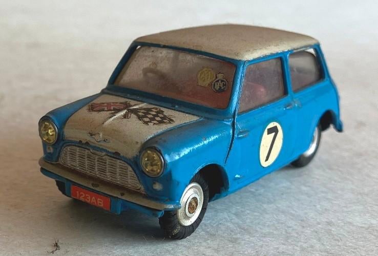 Mini Cooper blauw / wit dak Corgi # 227., Enlèvement ou Envoi, Utilisé, Voiture, Corgi