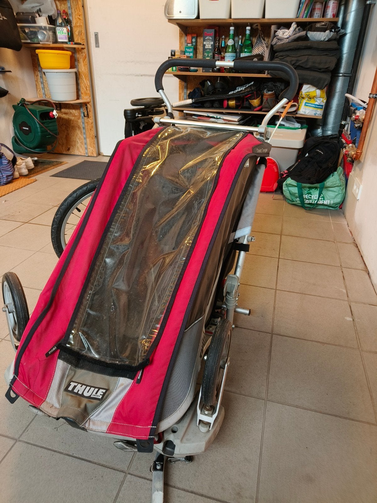 fietskar voor 1 kindje - Thule chariot cougar, Pliable, 20 à 40 kg, Enlèvement, Utilisé