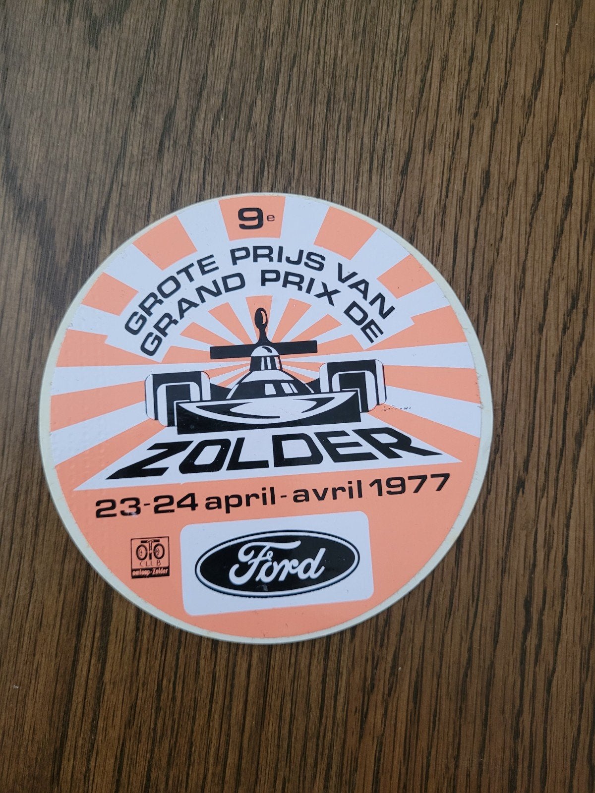 Ancien autocollant Grand Prix Zolder 1977 
récupérer ou expé, Collections, Enlèvement ou Envoi
