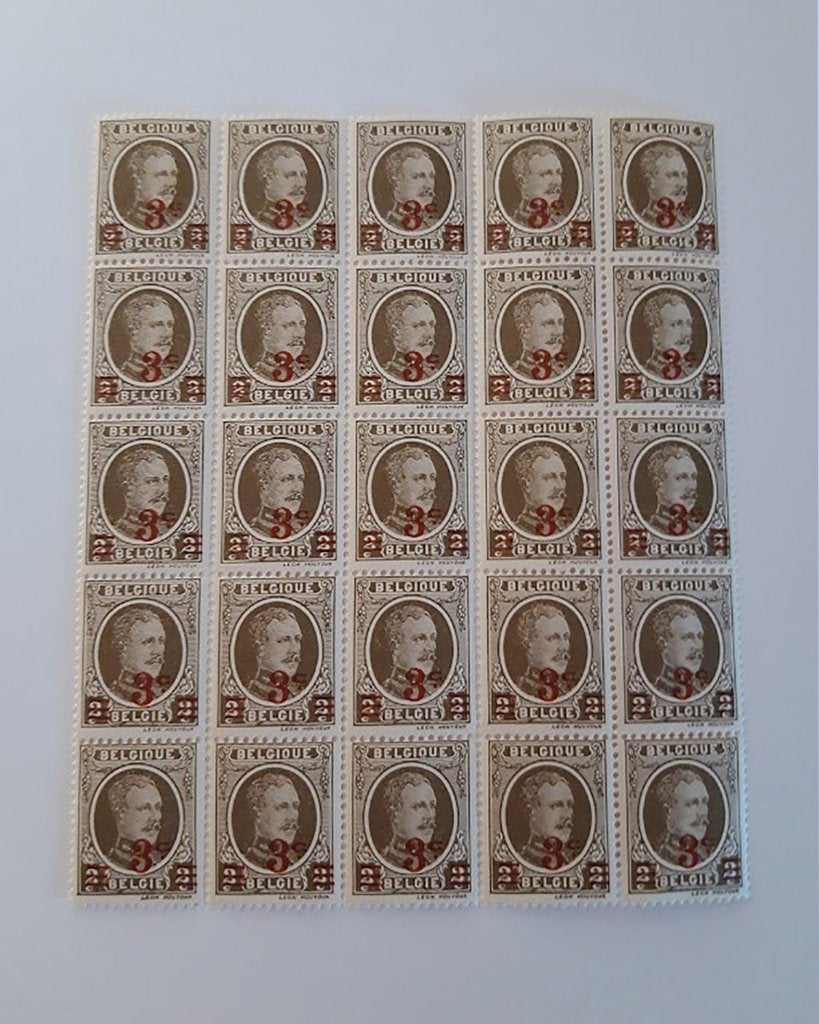 1927 Albert 1 Blok 25 zegels Houyoux OBP245 met opdruk - MNH, Sans timbre, Neuf, Non oblitéré, Chefs d'Etat