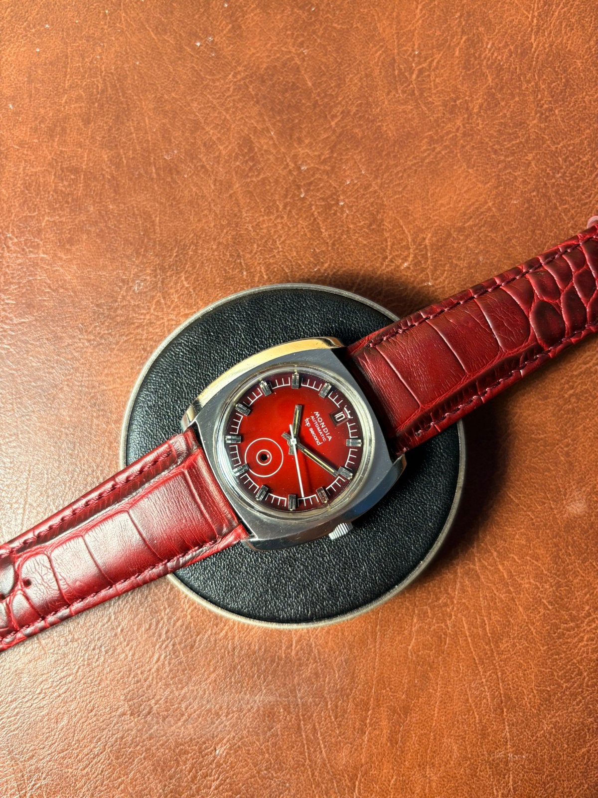 Automatisch Mondia Top Second horloge uit de jaren 70, Overige merken, Staal, Met bandje, Polshorloge