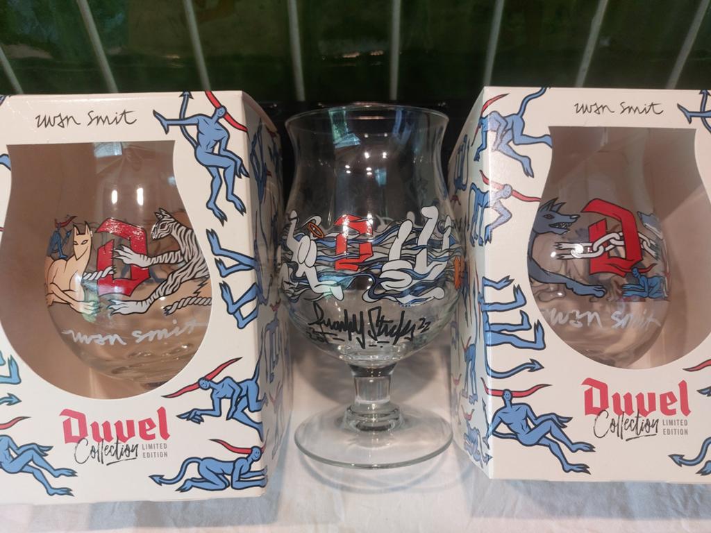 3 gesigneerde glazen Duvel, Verzamelen, Biermerken, Ophalen of Verzenden, Duvel