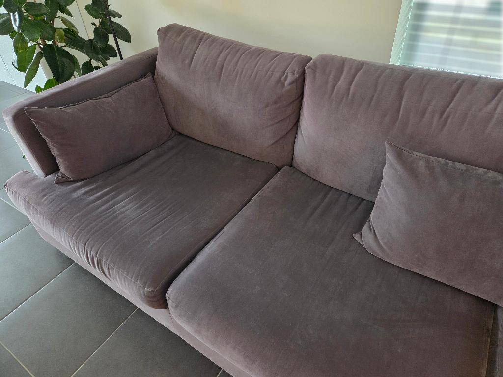 Hoeksalon, grijze stof, met 6 bijhorende kussens, Ophalen, Gebruikt, Stof, Modern