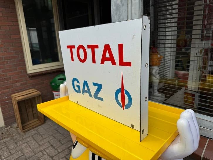 Vintage Total Gaz Emaille Reclamebord, Antiek en Kunst