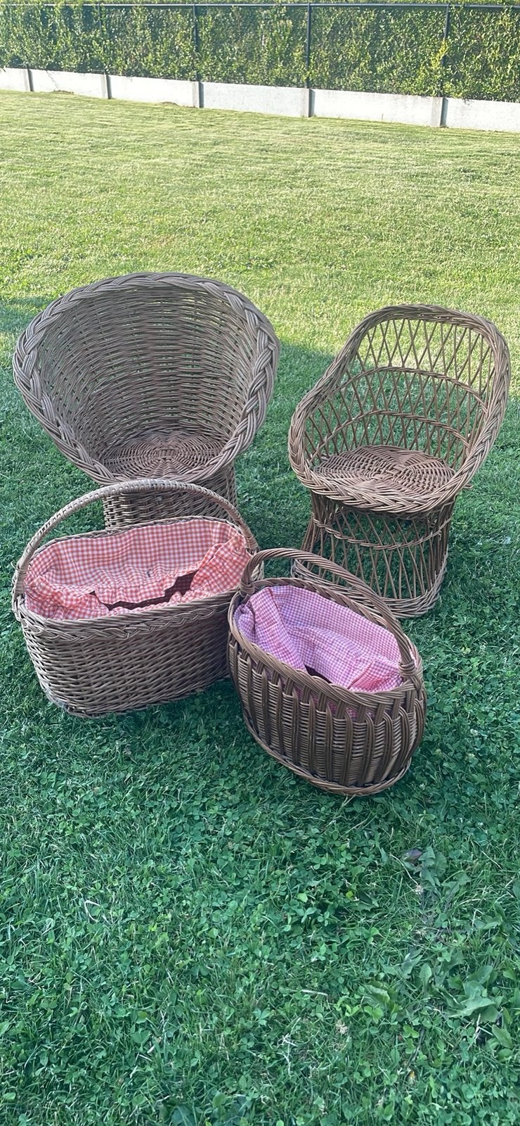 2 rieten kinderstoelen en 2 manden, Tuin en Terras, Ophalen, Gebruikt