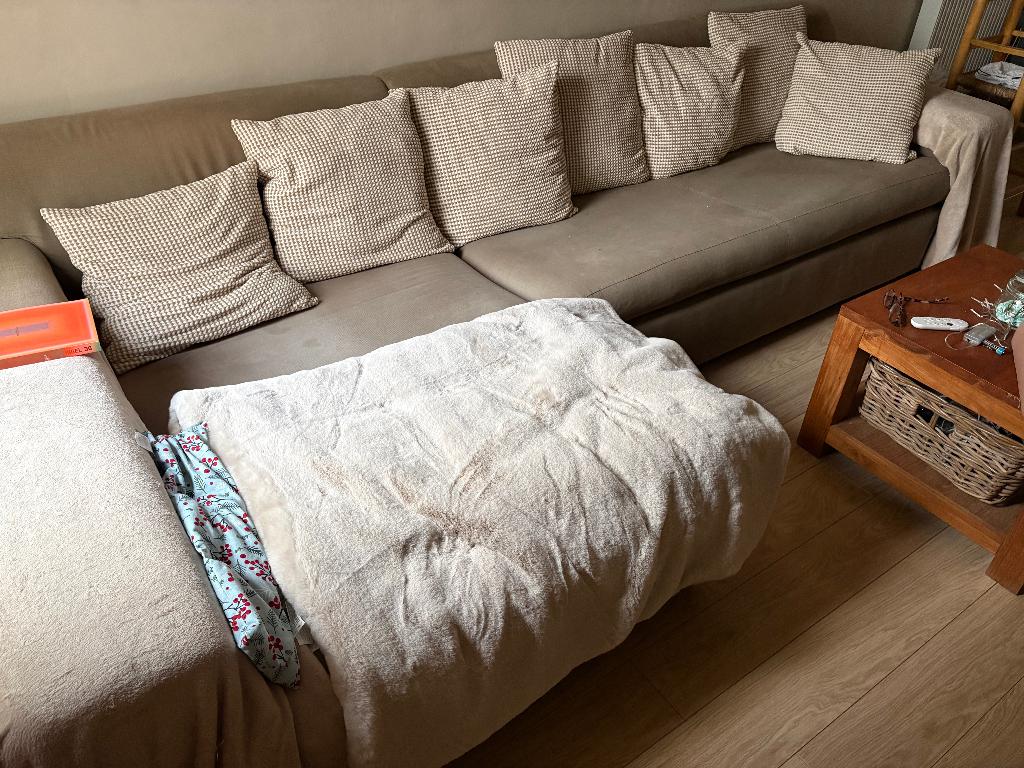 hoekzetel, Maison & Meubles, Canapés | Salons, Utilisé, Banc d'angle, Quatre personnes ou plus, 300 cm ou plus, 75 à 100 cm, Tissus