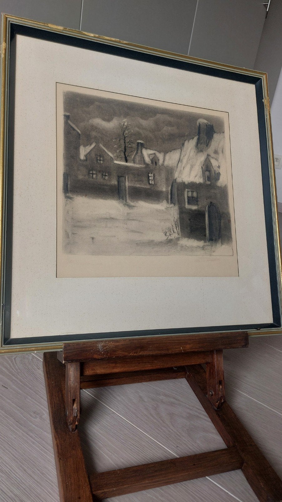Dessin unique au fusain de Guillaume Michiels (École de Brug, Antiquités & Art, Enlèvement ou Envoi, Eau-forte, Dessin au fusain