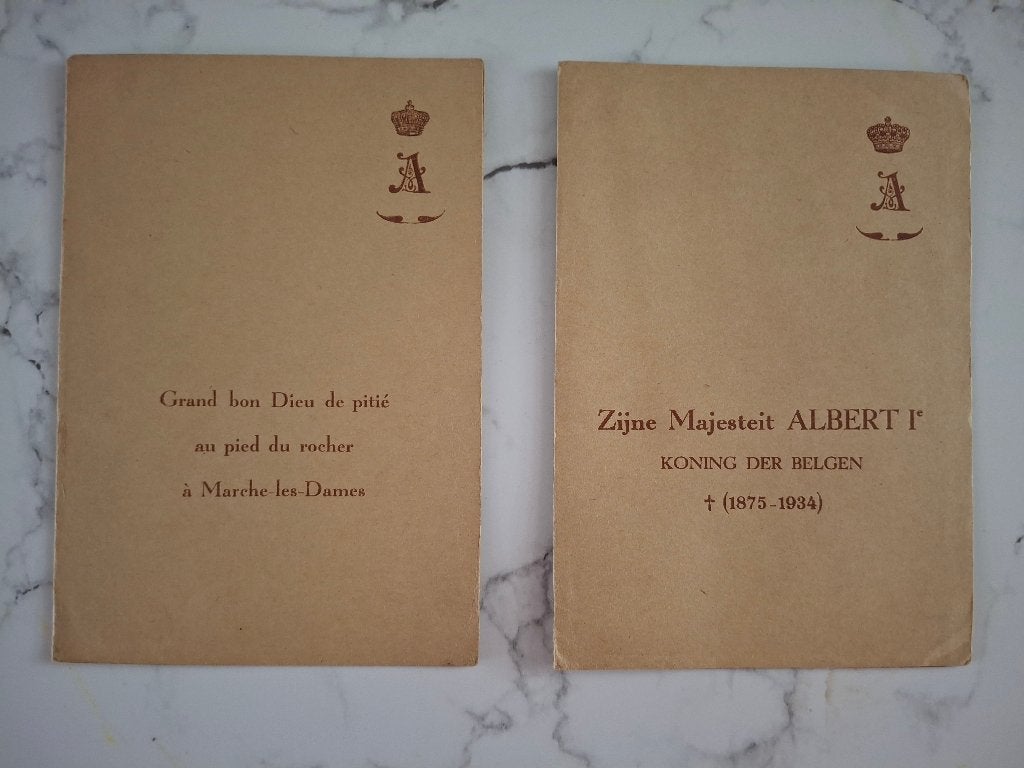 2 mapjes Koning Albert I - Marche les Dames, Verzamelen, Verzenden, Gebruikt, Kaart, Foto of Prent