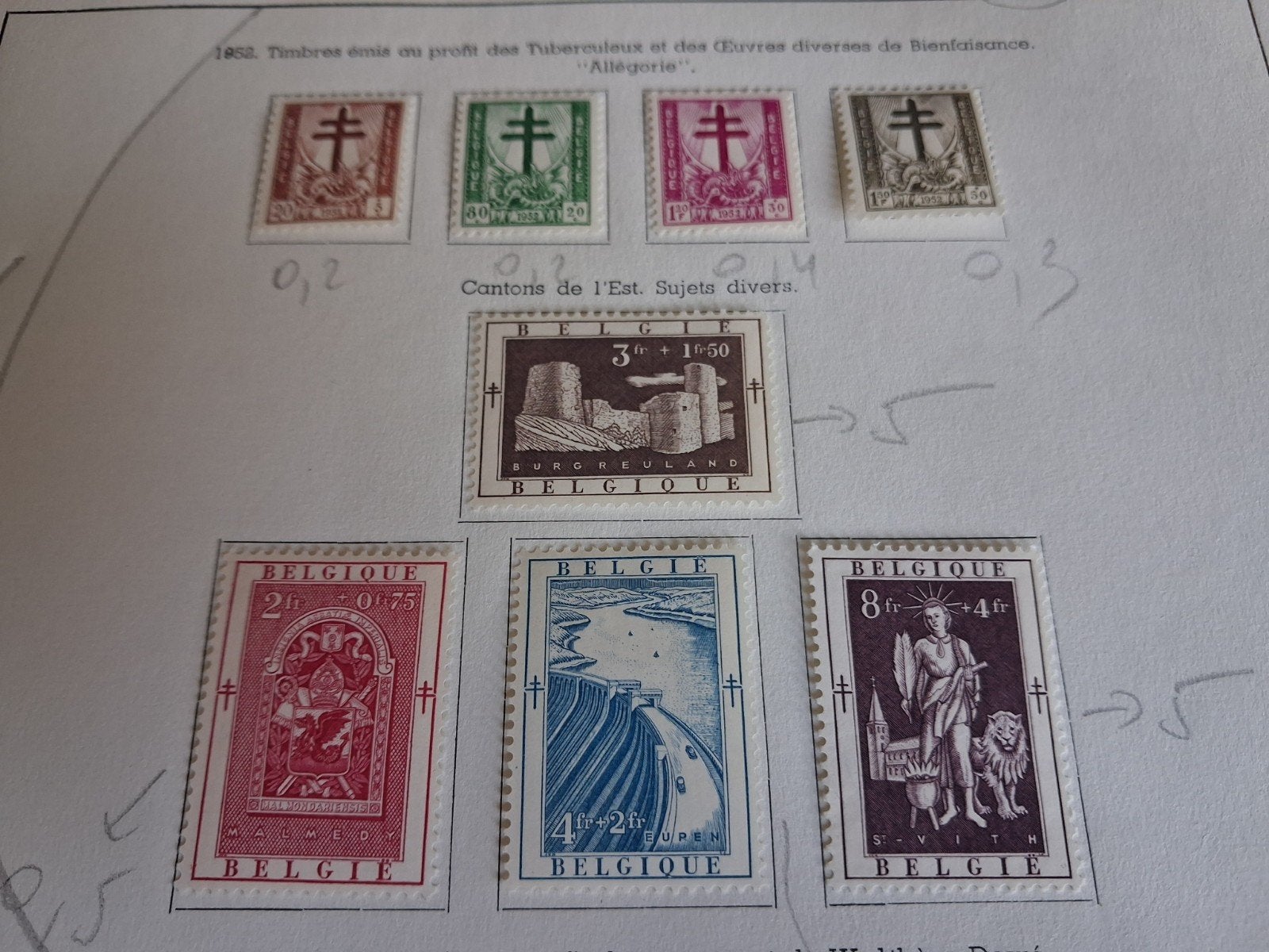 1952 Timbres belges COB 900 à 907, Enlèvement ou Envoi