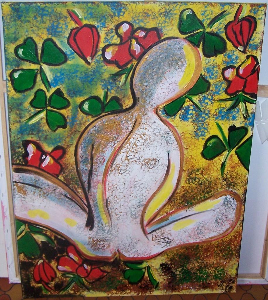 Grote moderne schilderij op doek, Antiek en Kunst, Ophalen