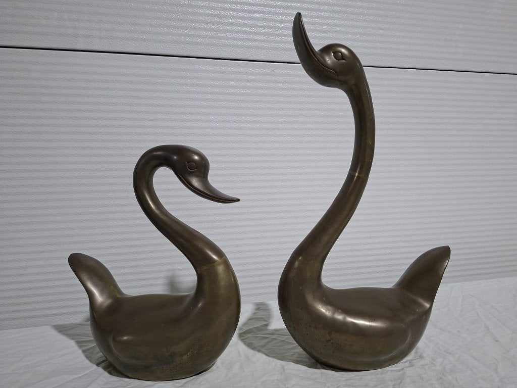 Ensemble de grandes statues de cygnes en laiton, 70/80's, Enlèvement ou Envoi