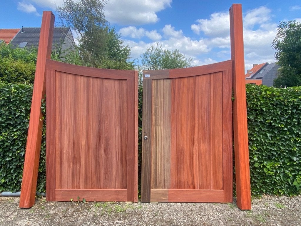 NIEUWE houten poort in Padoek (3m x 2,125m), Tuin en Terras, Ophalen, 200 cm of meer, Nieuw, Hout