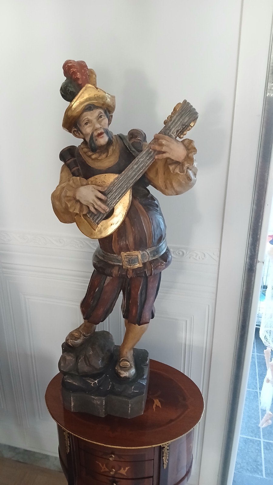 Troubadour hout 75 cm, Antiek en Kunst, Ophalen, Hout