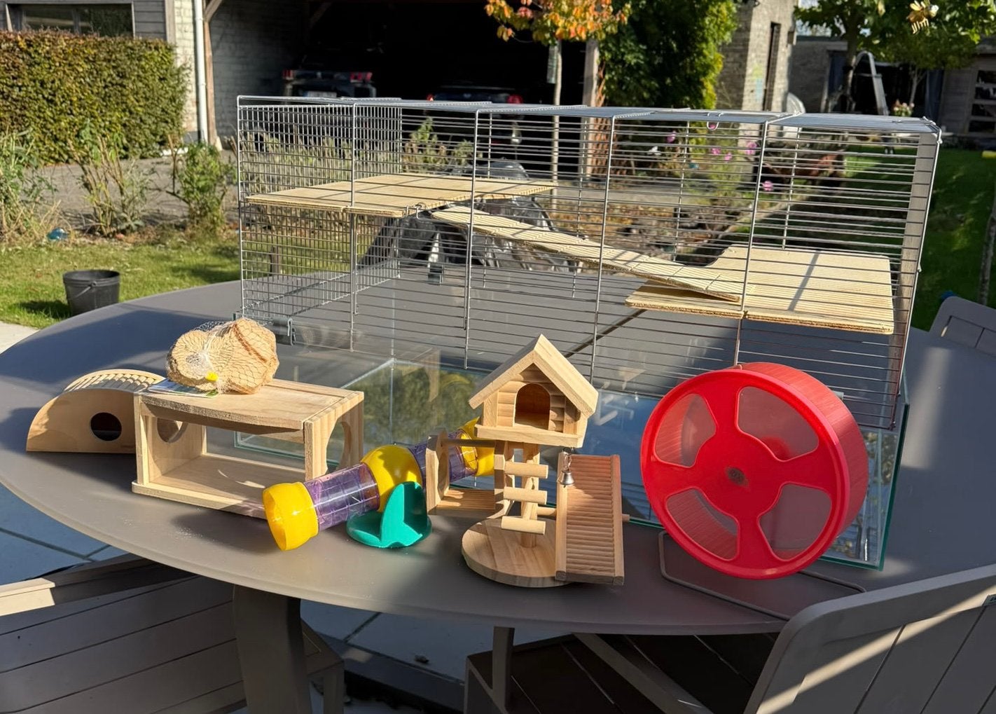 Glazen hamsterkooi + toebehoren, Animaux & Accessoires, Enlèvement, Cage