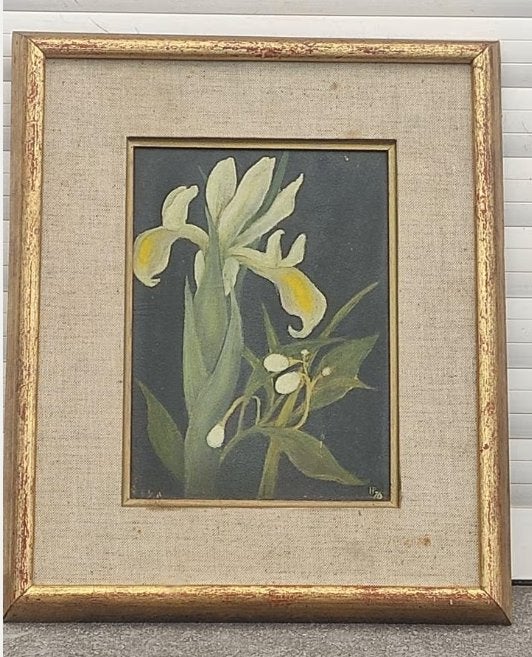 huile sur panneau monograme henry petit monte hornez, Ophalen of Verzenden, Bloemen, Paneel