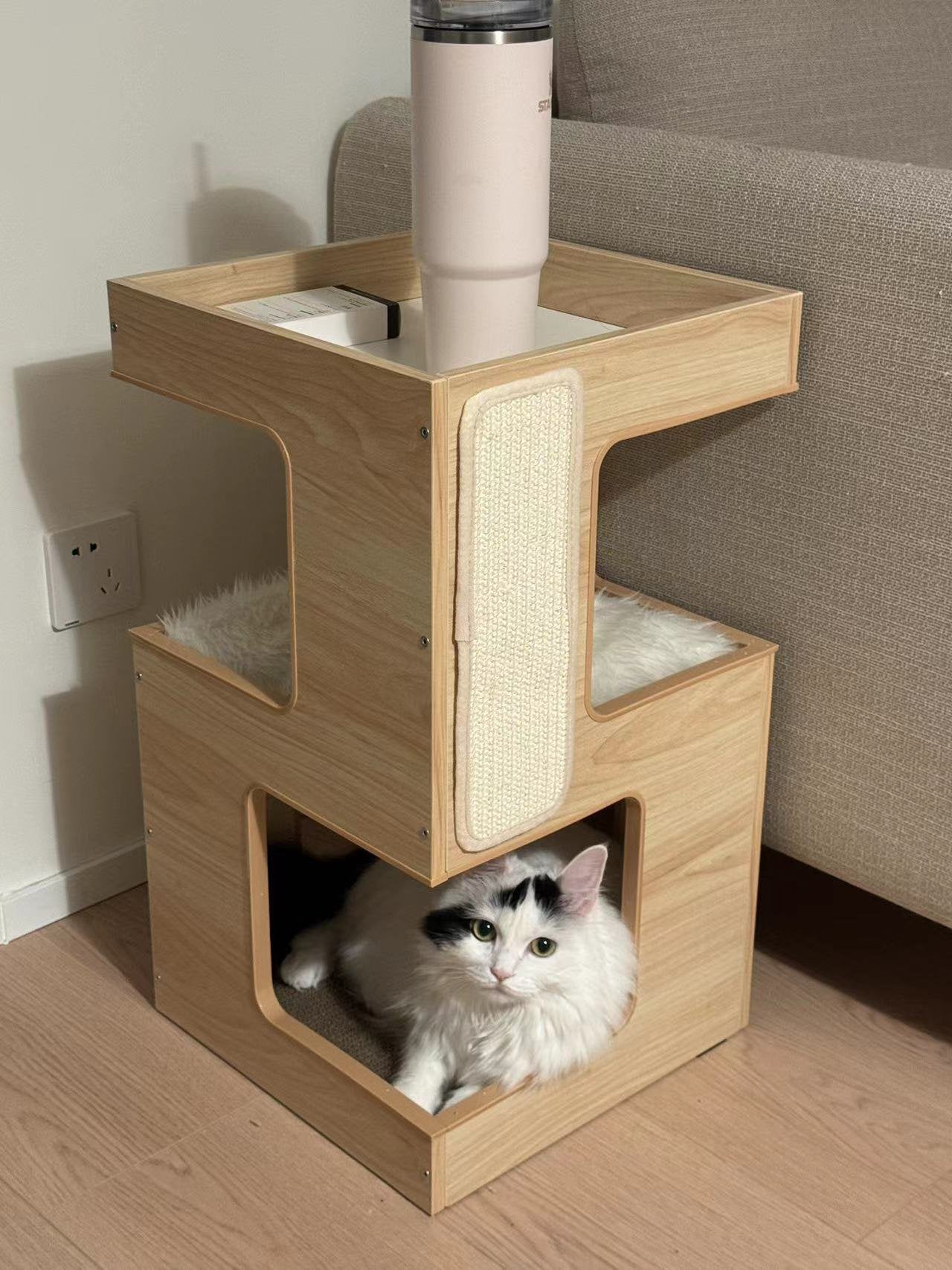 Nieuw kattenhuisje & nachtkastje 2-in-1 Houten kattenmeubel, Dieren en Toebehoren, Ophalen of Verzenden, Zo goed als nieuw