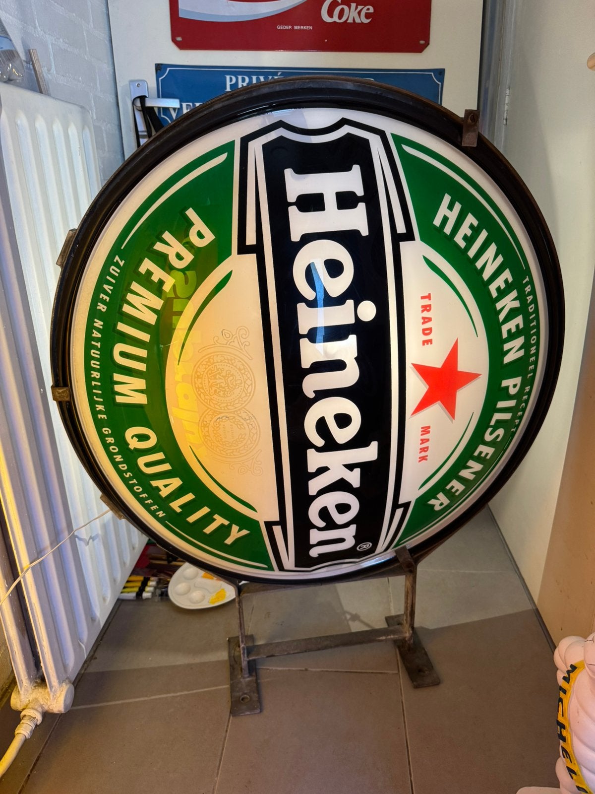 Ancienne boîte à lumière publicitaire Heineken, Collections, Enlèvement, Utilisé, Table lumineuse ou lampe (néon)