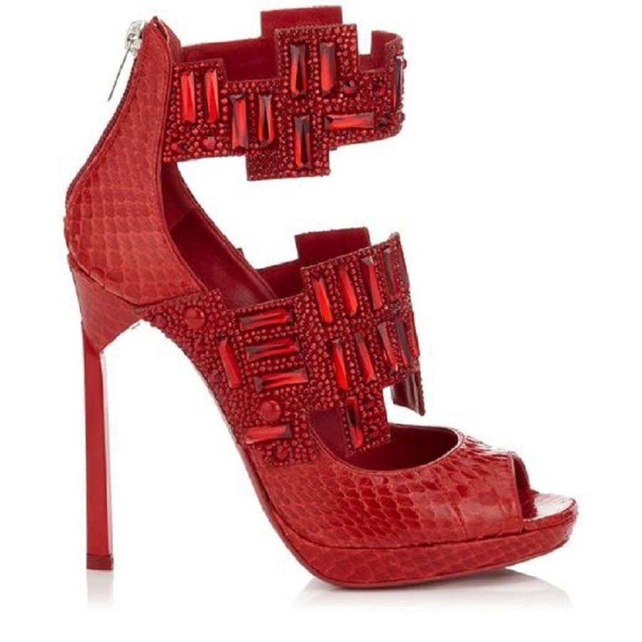 Nieuwe Jimmy Choo Jing booties met rode kristallen, 37, Verzenden, Lage of Enkellaarzen, Nieuw, Jimmy Choo