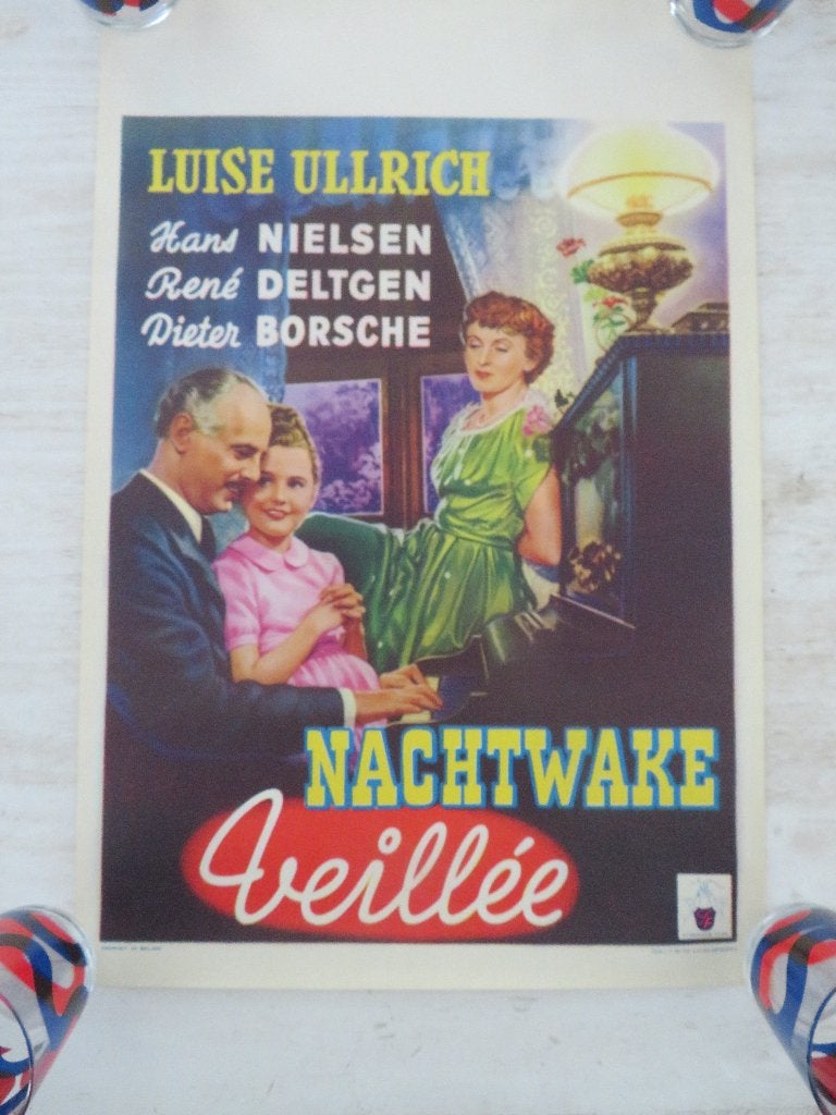 Film Poster 1949 Nachtwake " Veillée " Luise Ullrich Nielsen, Ophalen of Verzenden, Zo goed als nieuw, Film en Tv